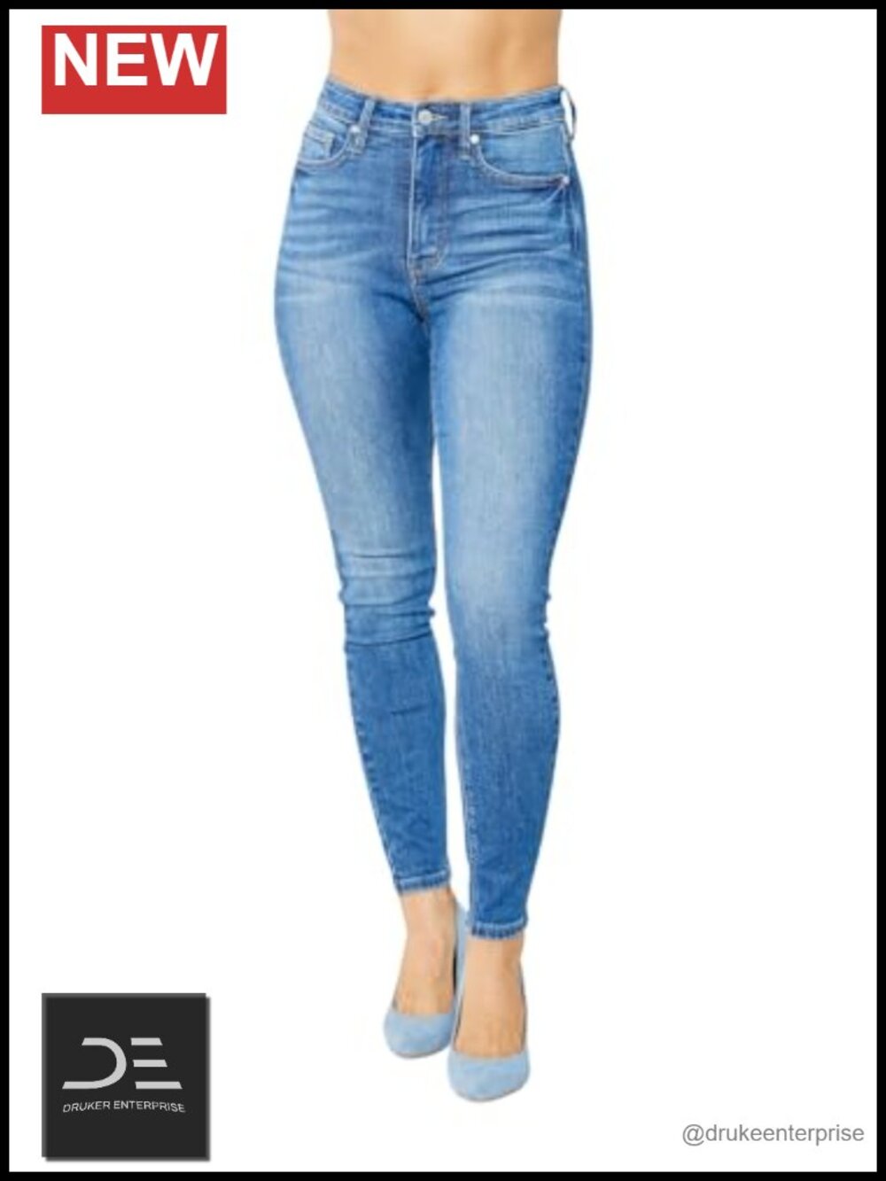 High Waist Tummy Control Classic Skinny Jeans Stretch Denim 29 Inseam